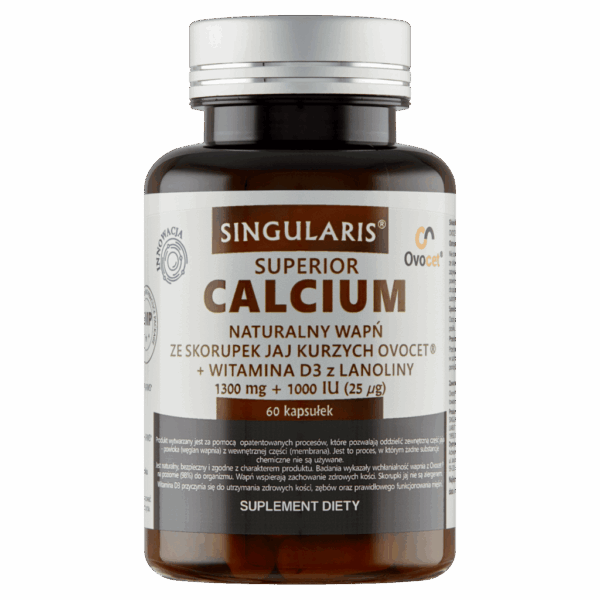 CALCIUM NATURALNY WAPŃ ZE SKORUPEK JAJ KURZYCH 1300mg +WITAMINA D31000 iu x 60 kaps