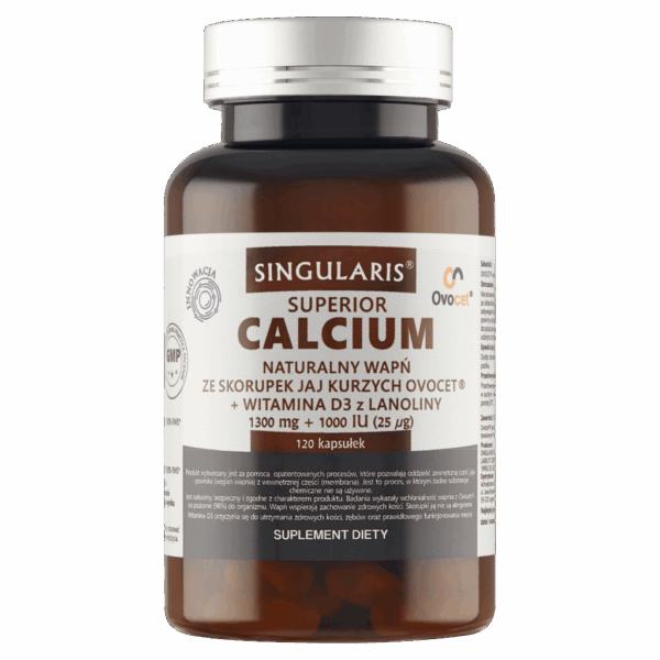 CALCIUM NATURALNY WAPŃ ZE SKORUPEK JAJ KURZYCH 1300mg +WITAMINA D31000 iu x 120 kaps