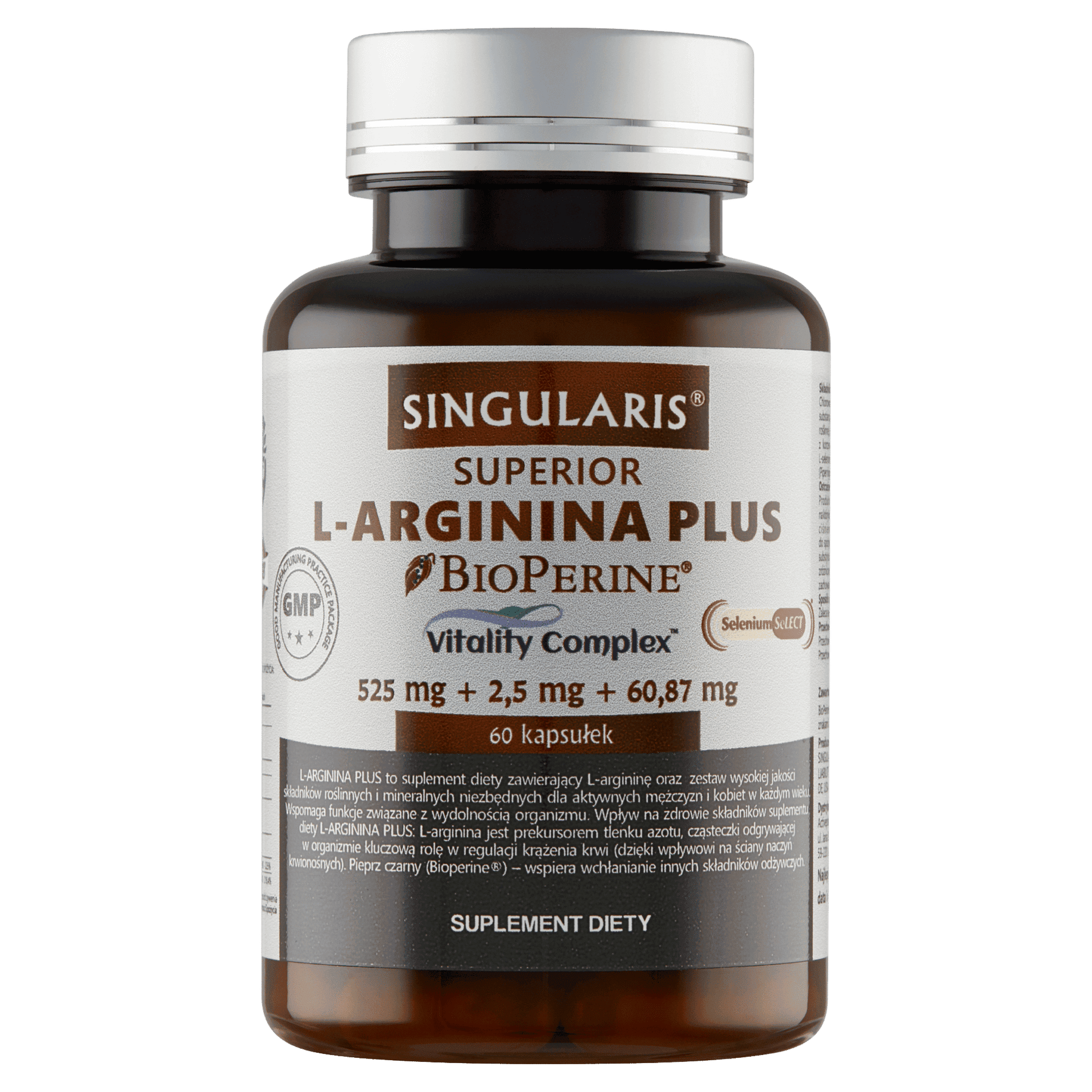 L-ARGININA PLUS 525 mg SINGULARIS® SUPERIOR 60 kapsułek